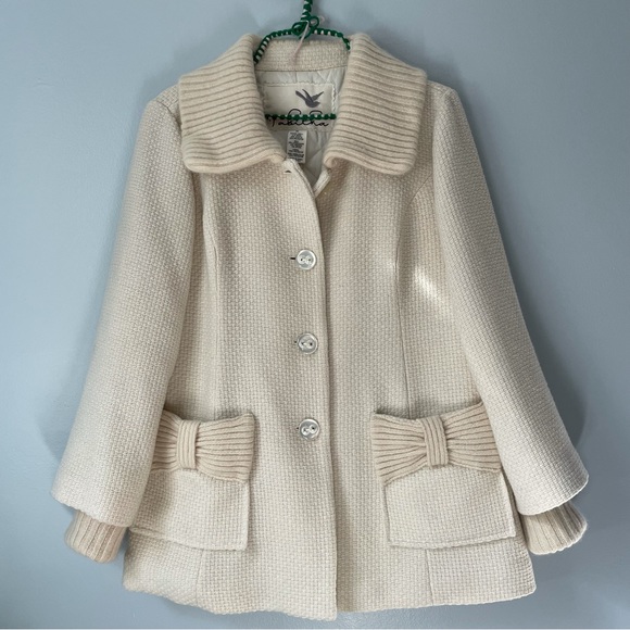 Anthropologie Jackets & Blazers - Cozy & Neutral Ivory Vanilla Cream Button Down Mid-length Wool Blend Pea Coat